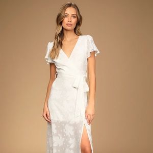 Lulus White Jacquard Print Maxi Dress
